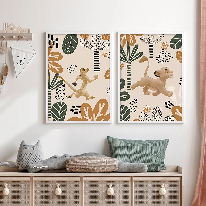 Kid Lion King Boho Posters and - Baby Nursery Animal Pictures avaliação e preço