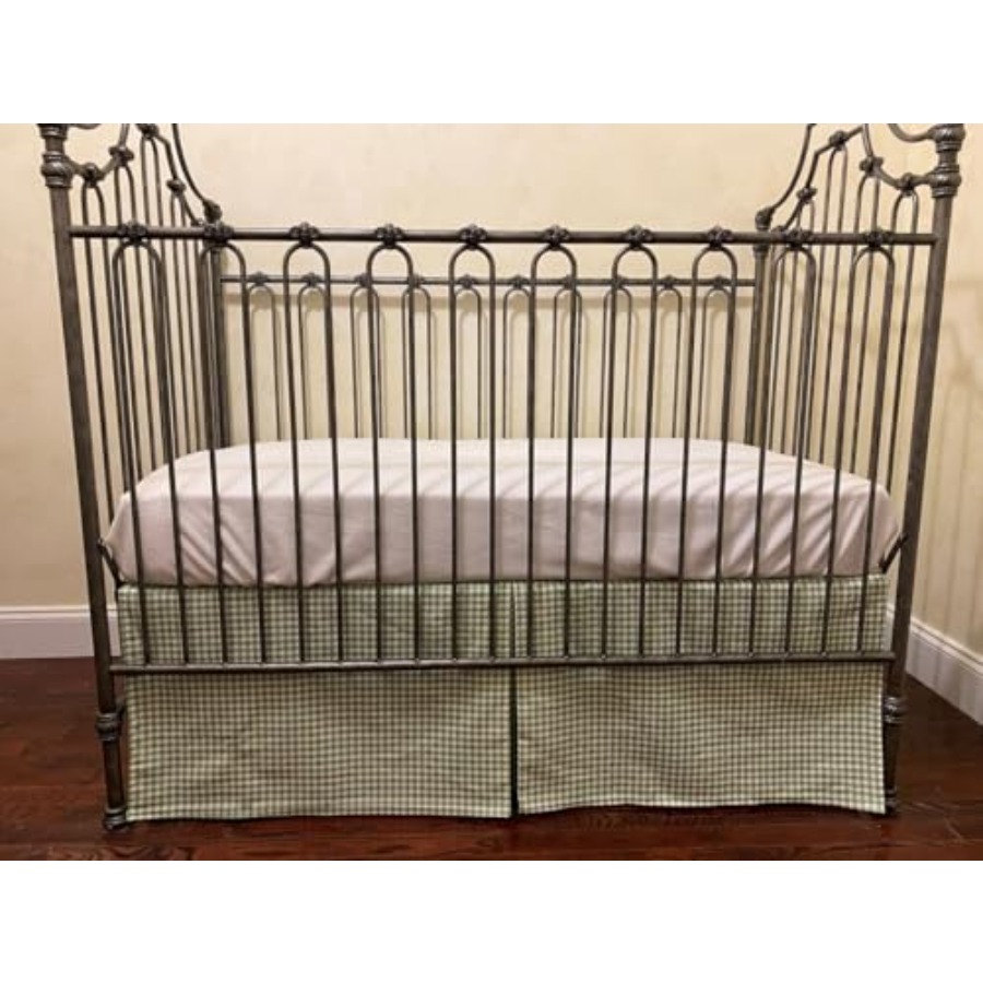 Crib Skirt Gingham Tailored Ba - Baby Nursery Gender Neutral avaliação e preço