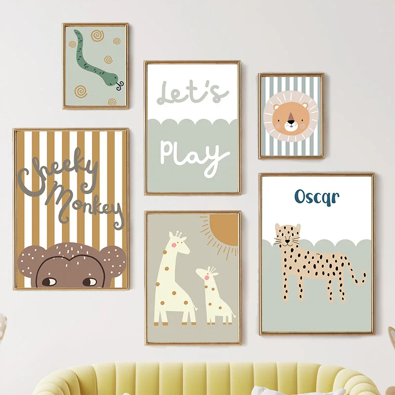 Cartoon Giraffe Leopard Lion M - Baby Nursery Animal Pictures avaliação e preço
