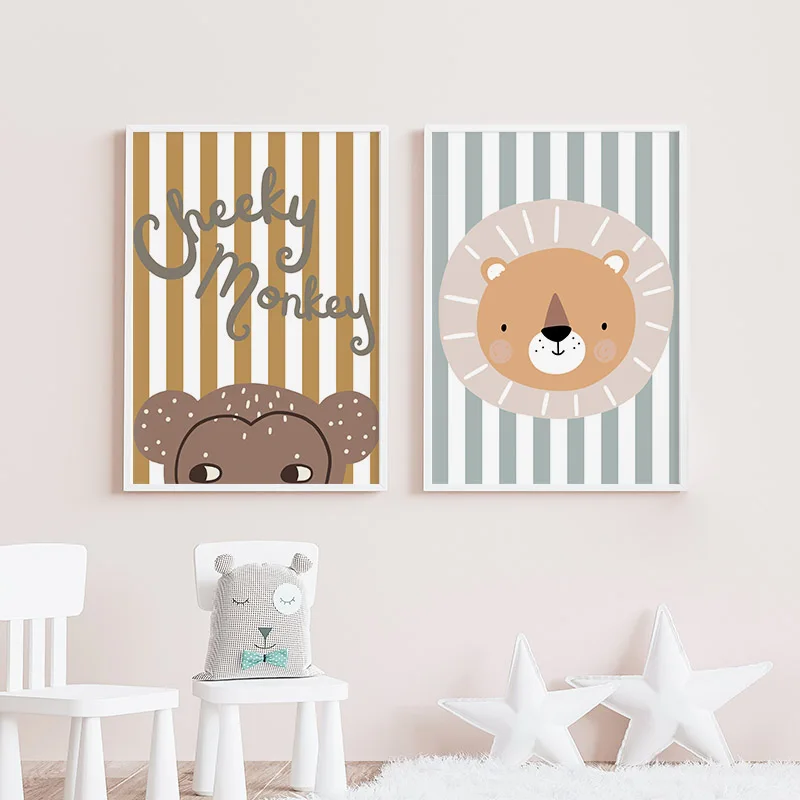 Cartoon Giraffe Leopard Lion M - Baby Nursery Animal Pictures avaliação e preço