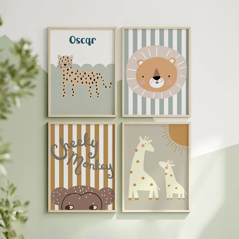 Cartoon Giraffe Leopard Lion M - Baby Nursery Animal Pictures avaliação e preço