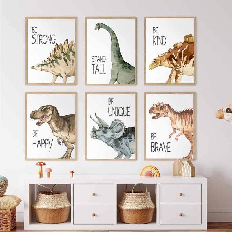 Watercolor Dinosaur Poster Nur - Baby Nursery Animal Pictures avaliação e preço