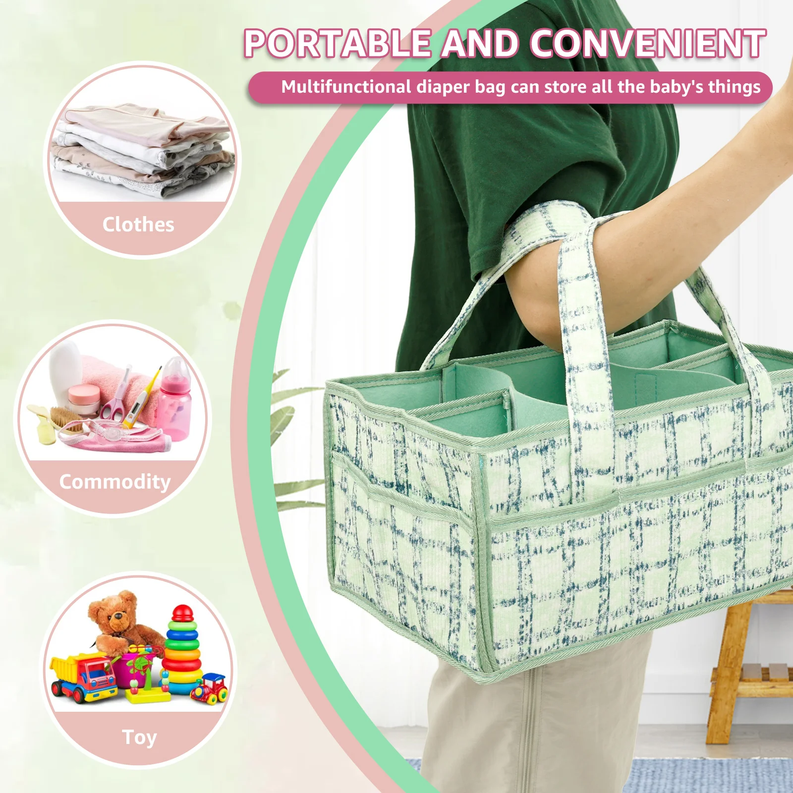 Baby Diaper Caddy Bag Portable - Baby Bag Nursery avaliação e preço