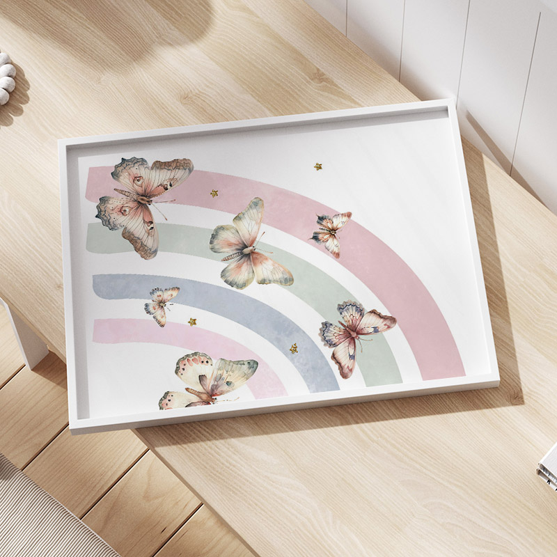Pink Rainbow Butterfly Custom  - Baby Nursery Animal Pictures avaliação e preço
