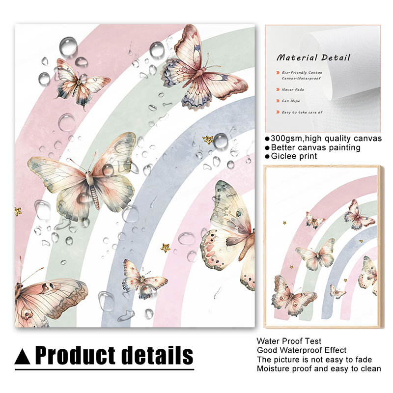 Pink Rainbow Butterfly Custom  - Baby Nursery Animal Pictures avaliação e preço