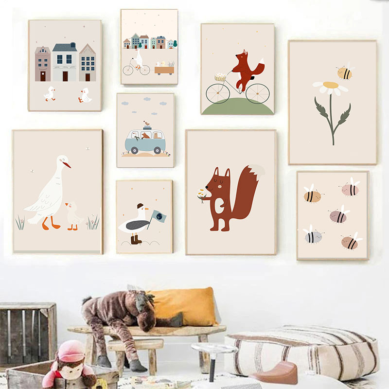 Funny Cartoon Duck Squirrel Be - Baby Nursery Animal Pictures avaliação e preço