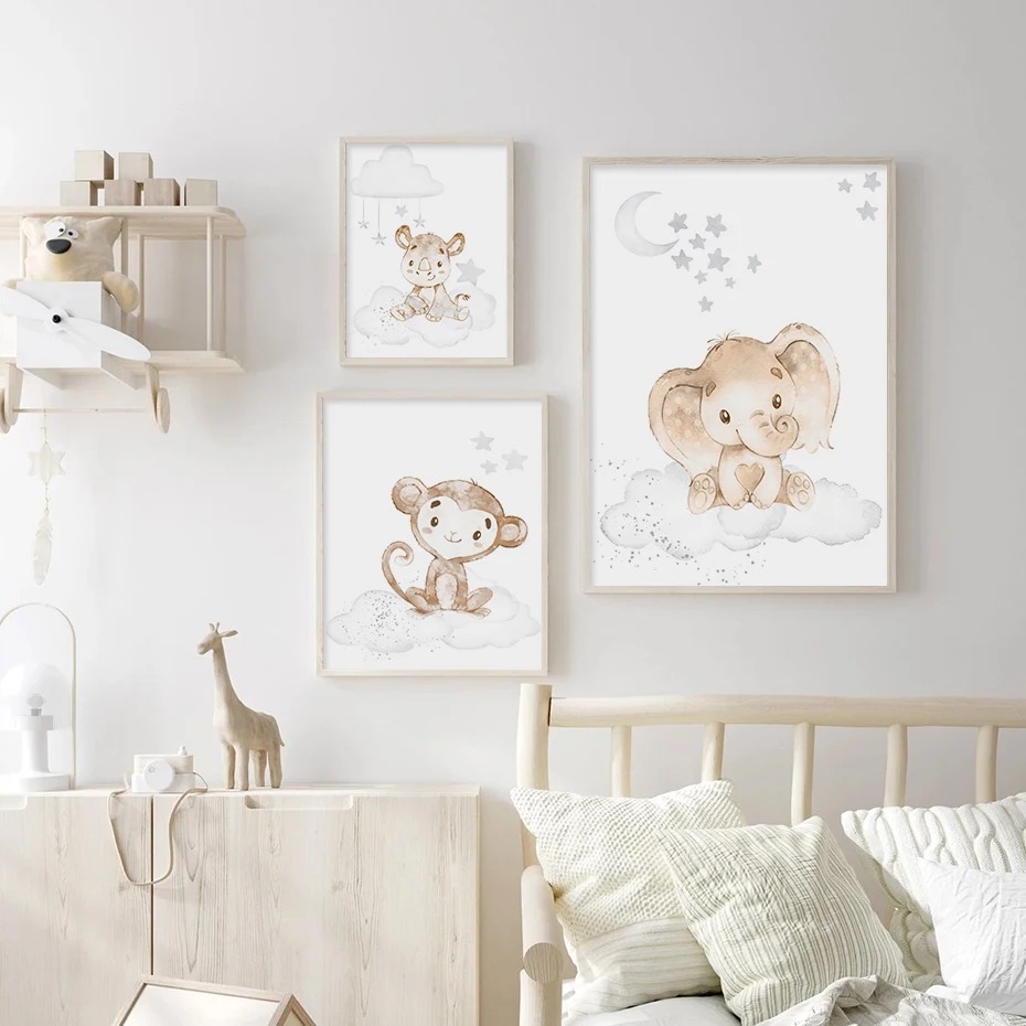 Cartoon Lion Elephant African  - Baby Nursery Animal Pictures avaliação e preço