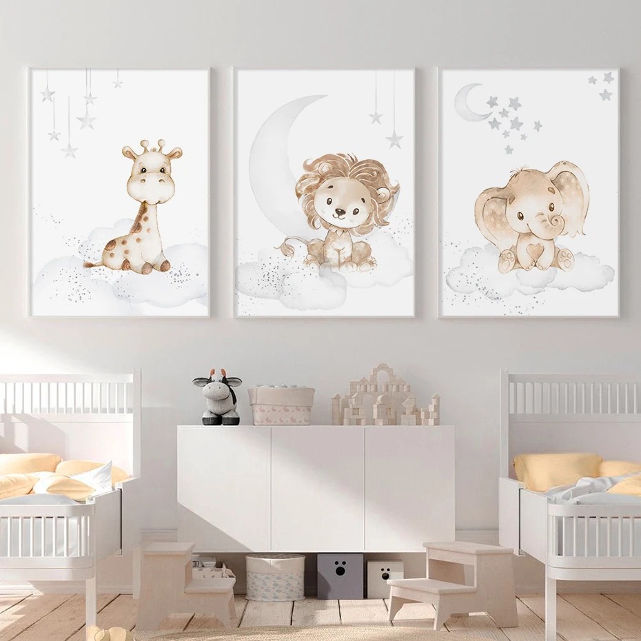 Cartoon Lion Elephant African  - Baby Nursery Animal Pictures avaliação e preço