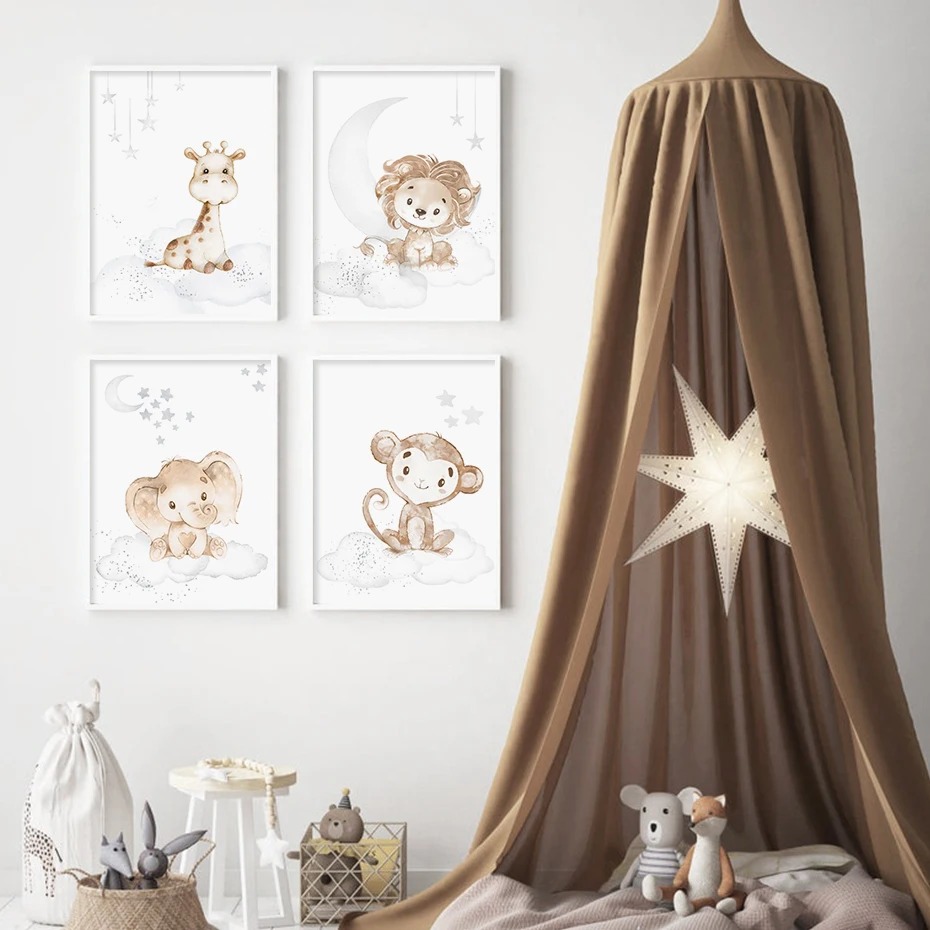 Cartoon Lion Elephant African  - Baby Nursery Animal Pictures avaliação e preço