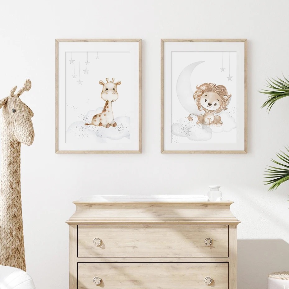 Cartoon Lion Elephant African  - Baby Nursery Animal Pictures avaliação e preço
