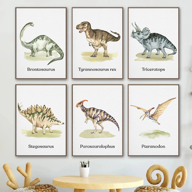 Watercolor Dinosaur Poster Nur - Baby Nursery Animal Pictures avaliação e preço
