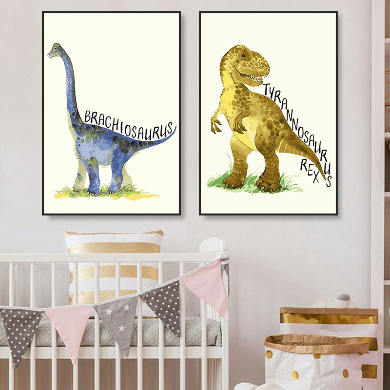 Watercolor Dinosaur Poster Nur - Baby Nursery Animal Pictures avaliação e preço