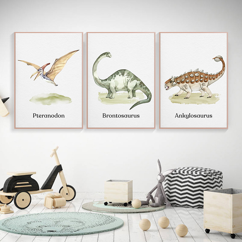 Watercolor Dinosaur Poster Nur - Baby Nursery Animal Pictures avaliação e preço