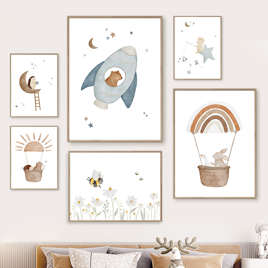 Cartoon Animals Nursery Wall A - Baby Nursery Animal Pictures avaliação e preço