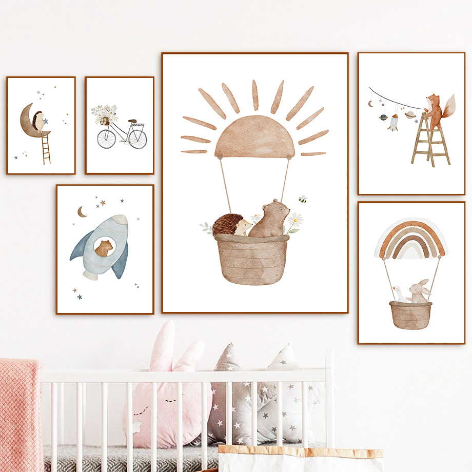 Cartoon Animals Nursery Wall A - Baby Nursery Animal Pictures avaliação e preço
